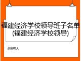 福建经济学校领导班子名单(福建经济学校领导)