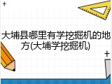 大埔县哪里有学挖掘机的地方(大埔学挖掘机)