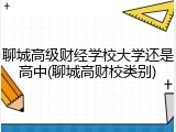聊城高级财经学校大学还是高中(聊城高财校类别)