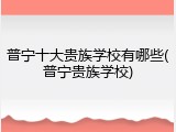 普宁十大贵族学校有哪些(普宁贵族学校)