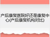 产后康复医院好还是康复中心(产后康复机构对比)