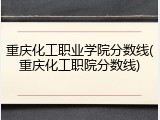 重庆化工职业学院分数线(重庆化工职院分数线)