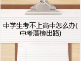 中学生考不上高中怎么办(中考落榜出路)