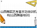 山西舞蹈艺考基本功培训机构(山西舞基培训)
