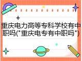 重庆电力高等专科学校有中职吗("重庆电专有中职吗")