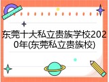 东莞十大私立贵族学校2020年(东莞私立贵族校)