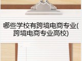 哪些学校有跨境电商专业(跨境电商专业高校)