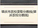 肇庆市农校录取分数线(肇庆农校分数线)