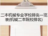 二本机械专业学校排名一览表(机械二本院校排名)