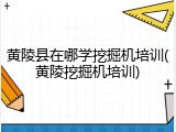 黄陵县在哪学挖掘机培训(黄陵挖掘机培训)