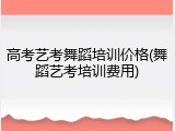 高考艺考舞蹈培训价格(舞蹈艺考培训费用)
