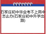 石家庄初中毕业考不上高中怎么办(石家庄初中升学出路)