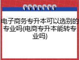 电子商务专升本可以选别的专业吗(电商专升本能转专业吗)