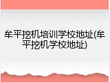 牟平挖机培训学校地址(牟平挖机学校地址)