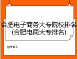 合肥电子商务大专院校排名(合肥电商大专排名)