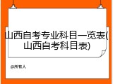 山西自考专业科目一览表(山西自考科目表)