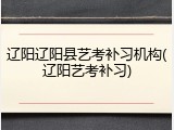 辽阳辽阳县艺考补习机构(辽阳艺考补习)