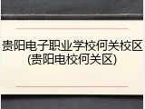 贵阳电子职业学校何关校区(贵阳电校何关区)