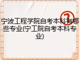 宁波工程学院自考本科有哪些专业(宁工院自考本科专业)