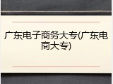 广东电子商务大专(广东电商大专)