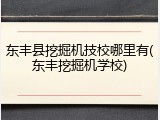 东丰县挖掘机技校哪里有(东丰挖掘机学校)