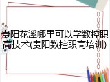 贵阳花溪哪里可以学数控职高技术(贵阳数控职高培训)