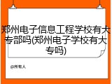 郑州电子信息工程学校有大专部吗(郑州电子学校有大专吗)