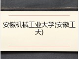 安徽机械工业大学(安徽工大)