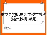 施秉县挖机培训学校有哪些(施秉挖机培训)
