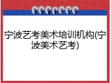宁波艺考美术培训机构(宁波美术艺考)