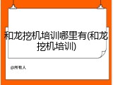 和龙挖机培训哪里有(和龙挖机培训)