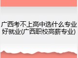 广西考不上高中选什么专业好就业(广西职校高薪专业)