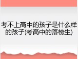 考不上高中的孩子是什么样的孩子(考高中的落榜生)