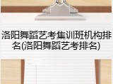 洛阳舞蹈艺考集训班机构排名(洛阳舞蹈艺考排名)