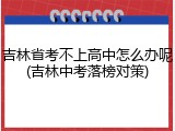 吉林省考不上高中怎么办呢(吉林中考落榜对策)