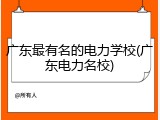 广东最有名的电力学校(广东电力名校)