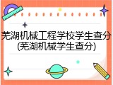 芜湖机械工程学校学生查分(芜湖机械学生查分)