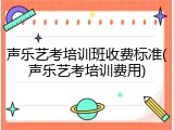 声乐艺考培训班收费标准(声乐艺考培训费用)