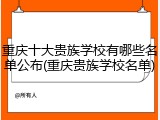 重庆十大贵族学校有哪些名单公布(重庆贵族学校名单)