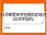 沿河哪里有学挖掘机的地方(沿河学挖机)