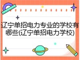 辽宁单招电力专业的学校有哪些(辽宁单招电力学校)