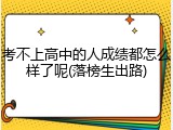 考不上高中的人成绩都怎么样了呢(落榜生出路)