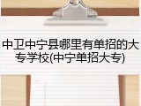 中卫中宁县哪里有单招的大专学校(中宁单招大专)