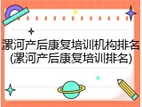 漯河产后康复培训机构排名(漯河产后康复培训排名)