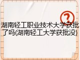 湖南轻工职业技术大学获批了吗(湖南轻工大学获批没)