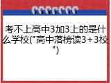 考不上高中3加3上的是什么学校("高中落榜读3+3校")