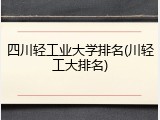 四川轻工业大学排名(川轻工大排名)