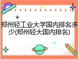 郑州轻工业大学国内排名多少(郑州轻大国内排名)