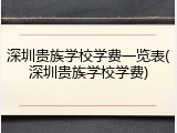 深圳贵族学校学费一览表(深圳贵族学校学费)