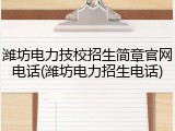 潍坊电力技校招生简章官网电话(潍坊电力招生电话)